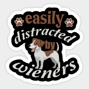 funny easily distracted by wieners Sticker